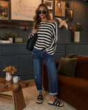 Tawnie Stretch Distressed Barrel Jeans