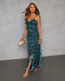 Jessara Ruffled Plaid Maxi Dress