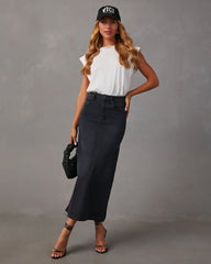 Chic Side Slit Denim Midi Skirt