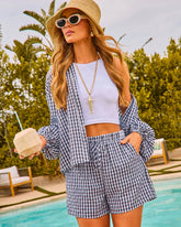 Sun Weathered Drawstring Gingham Shorts