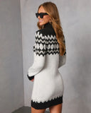 Starry Cabin Abstract Fair Isle Mini Sweater Dress