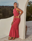 Sunlit Shore Smocked Drawstring Maxi Skirt