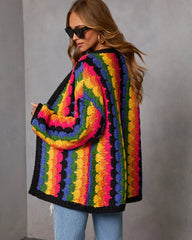 Creative Break Knit Muti Color Cardigan