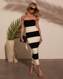 Anika Striped Bodycon Midi Dress
