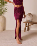 Palmaria Pleated Gathered Front Maxi Skirt