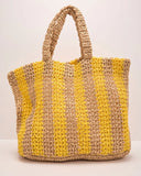 Sun Honey Striped Straw Tote Bag