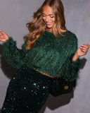 Midnight Garland Fuzzy Knit Sweater