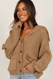 Amelia Oversize Collar Button Cardigan Camel