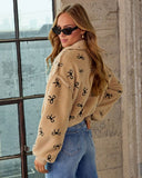 Agyness Cropped Bow Print Sherpa Jacket
