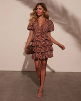 Scenic Trails Animal Print Tiered Mini Dress