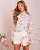 Rosewater Meadow Floral Button Down Top