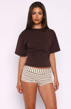 Destination Unknown Cinched Waist Boxy Tee Chocolate