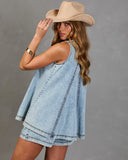 Desert Muse Pleated Denim Top