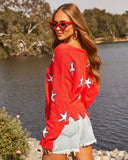 Reida Distressed Star Sweater
