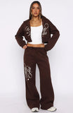 Love You Regardless Wide Leg Sweatpants Chocolate