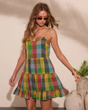 Solivra Shift Cotton Plaid Mini Dress
