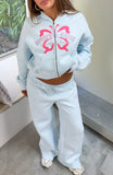 Lucky Thirteen Audrina Boxy Zip Front Hoodie Blue