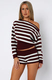 Everything To Everybody Sweater Burgundy Stripe