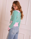 Light Breeze Knit Striped Cropped Cardigan