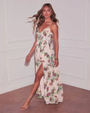 Garden Glow Floral Corset Maxi Dress