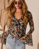 Summerling Floral Front Tie Top