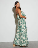 Swaying Palms Strapless Empire Maxi Dress