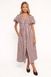 Robinson Maxi Dress Brown Gingham