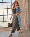 Polished Combat Rigid Straight Leg Camo Print Jeans