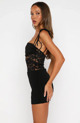 Pretty Savage Lace Bodysuit Black