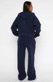 Just For Now Fleece Wide Leg Sweatpants Navy