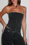 Be Mine Forever Denim Bustier Black Acid