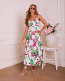 Fresh Gardenia Floral Midi Skirt