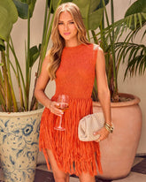 Citrus Serenade Fringe Mini Dress