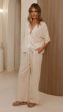 Hartley Tie Shirt Beige White