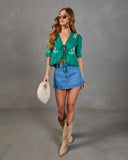 Sunset Ranch Embroidered Front Tie Flyaway Top