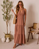 Seaflower Tiered Halter Neck Maxi Dress