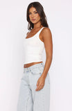 Perfectly Tied Ribbed Tank White