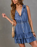 Timeless Belle Tiered Chambray Mini Dress