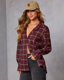 Muted Ember Plaid Button Down Top