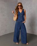 Easy Classic Denim Peplum Top