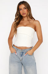 On The Outside Strapless Bustier Off White