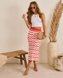 Warm Sand Wavy Knit Midi Skirt