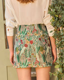 Graceful Garden Brocade Floral Mini Skirt