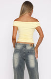 Halfway Over It Off Shoulder Top Lemon