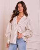 Feminine Ease Striped Button Down Top