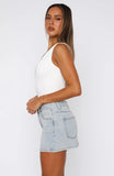 Press Reset Denim Mini Skirt Powder Blue Wash