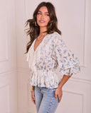 Prairie Peony Floral Lace Trim Top