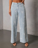 Early Bloom Rigid Embroidered Denim Wide Leg Jeans