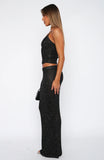 Star Shining Sequin Knit Maxi Skirt Black