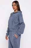 From The Archives Lexi Boxy Zip Front Hoodie Ocean